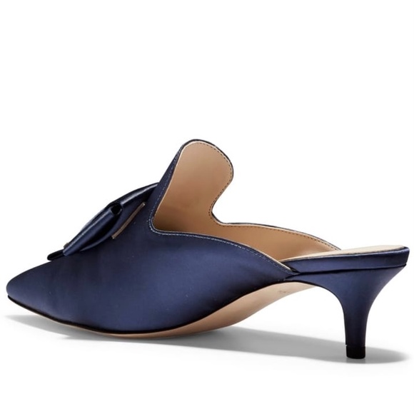 Cole Haan Ophelia Blue Satin Marine Heel Pump Mule - Picture 4 of 14